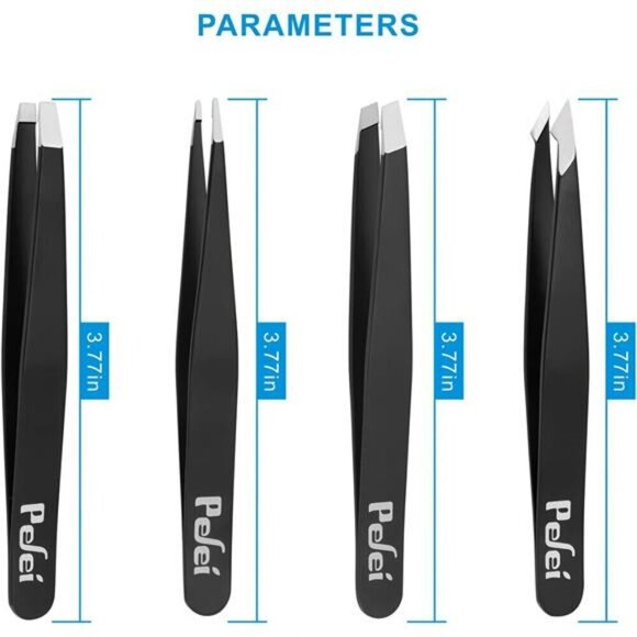 Tweezers Set Professional Stainless Steel Tweezers for Eyebrows Great Hair Black - Picture 5 of 8
